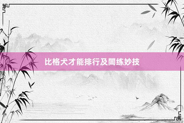 比格犬才能排行及闇练妙技